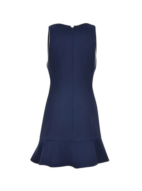 Abito in crepe con piping e morsetto gioello Blu Elisabetta Franchi | ABT2251E2DN9